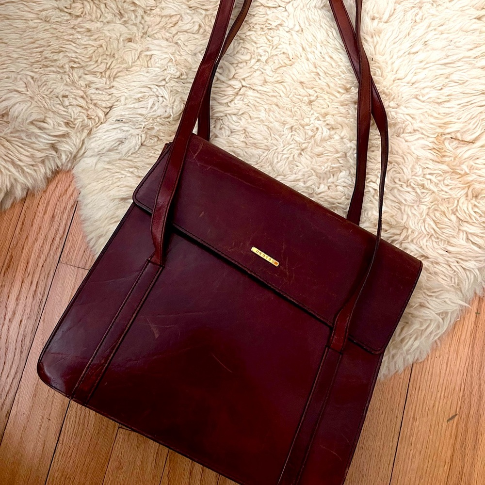Oroton VTG Brown Leather Cowhide Shoulder bag purse in great cndtn